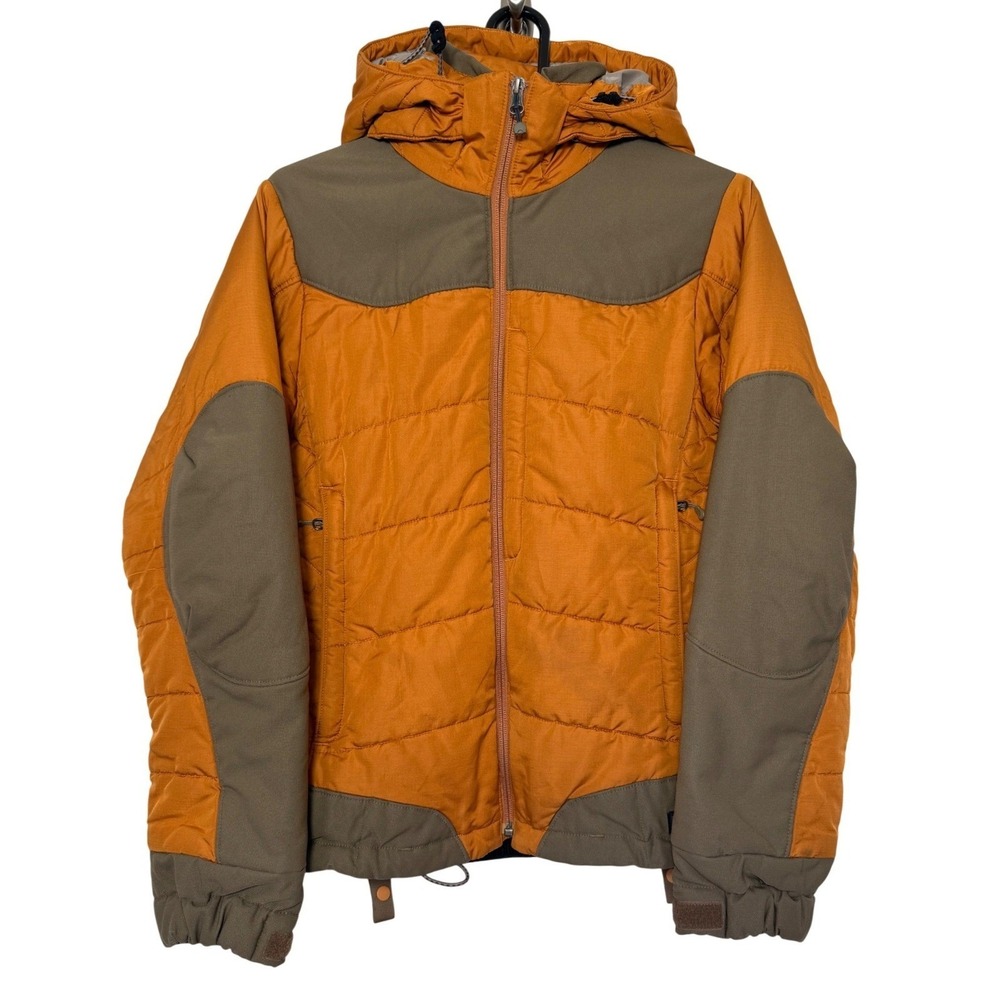 Patagonia Rubicon Rider Hooded Puffer Jacket Womens S Orange Olive Green 29452F7